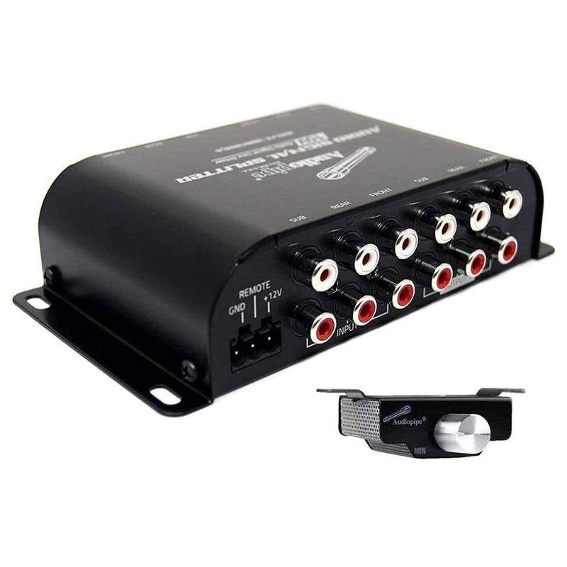 [Australia - AusPower] - Audiopipe SPLIT-3113RMT Compact RCA 1 In-3 Out 10 Volt Audio Signal Splitter Line Driver with Remote Bass Knob for Car Audio Sound System 