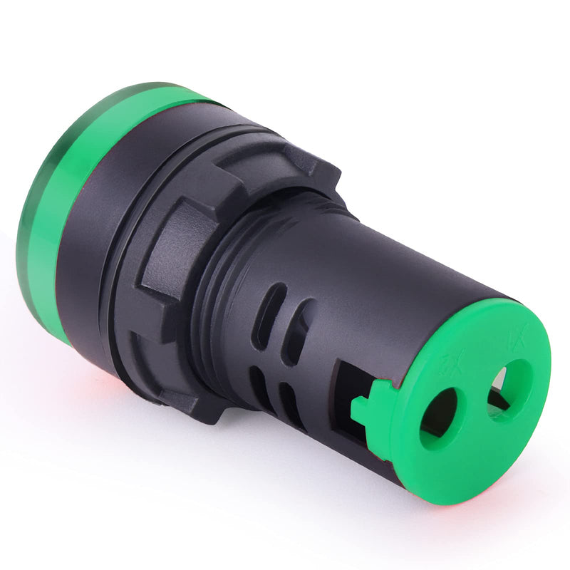 [Australia - AusPower] - GASHER 12V/24V/110V 20mA Energy Saving Indicator Light Mounting Hole Size 22mm (7/8 Inch) Green 10 Pcs 24V 