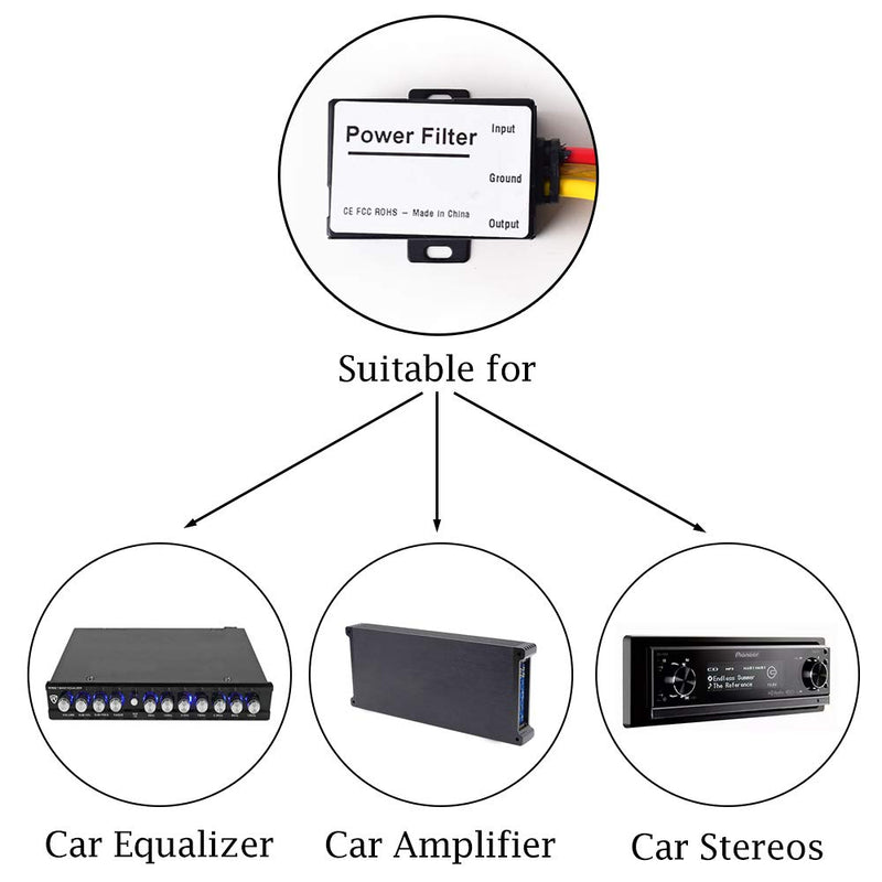 [Australia - AusPower] - Car Power Filter EMI Noise Ground Loop Isolator Suppressor for Auto Stereo Audio Radio Stereos Amplifier Amp Speaker Equalizer Subwoofer 12V 
