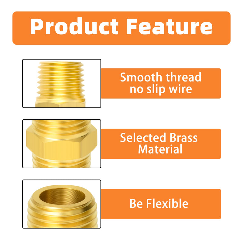 [Australia - AusPower] - GASHER 12PCS Metals Brass Pipe Fitting, Hex Nipple Brass Tone, 3/8" x 3/8" NPT Male Thread Pipe, 3/8 Inch x 3/8 Inch NPT Female Thread Pipe 12 