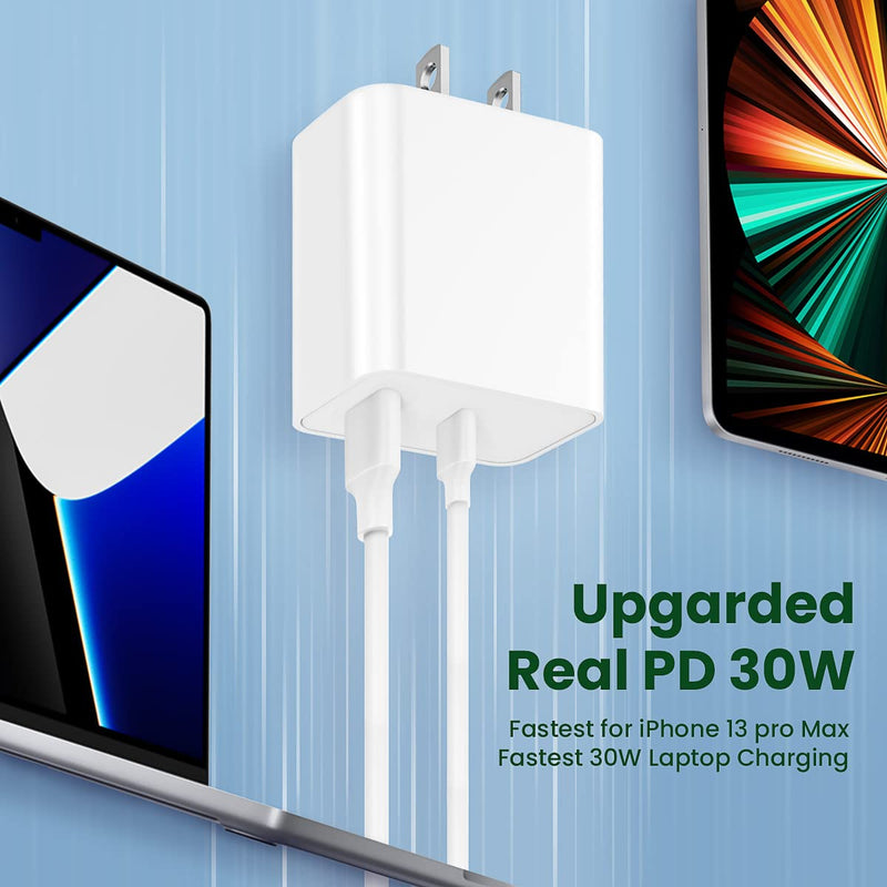[Australia - AusPower] - 30w USB-C Power Adapter, Zafolia iPhone 13 12 Fast Charger Block, Google Pixel 6/6 Pro Charger, Upgraded Certified Dual Ports PD 3.0 Charging Plug for iPhone 13 Pro Max/Mini/12 Pro Max/11/XR/iPad Pro 