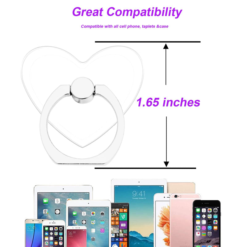 [Australia - AusPower] - TACOMEGE Transparent Clear Phone Holder Ring Grips, Finger Ring Stand for Cell Phone Tablet (Heart-Clear) 