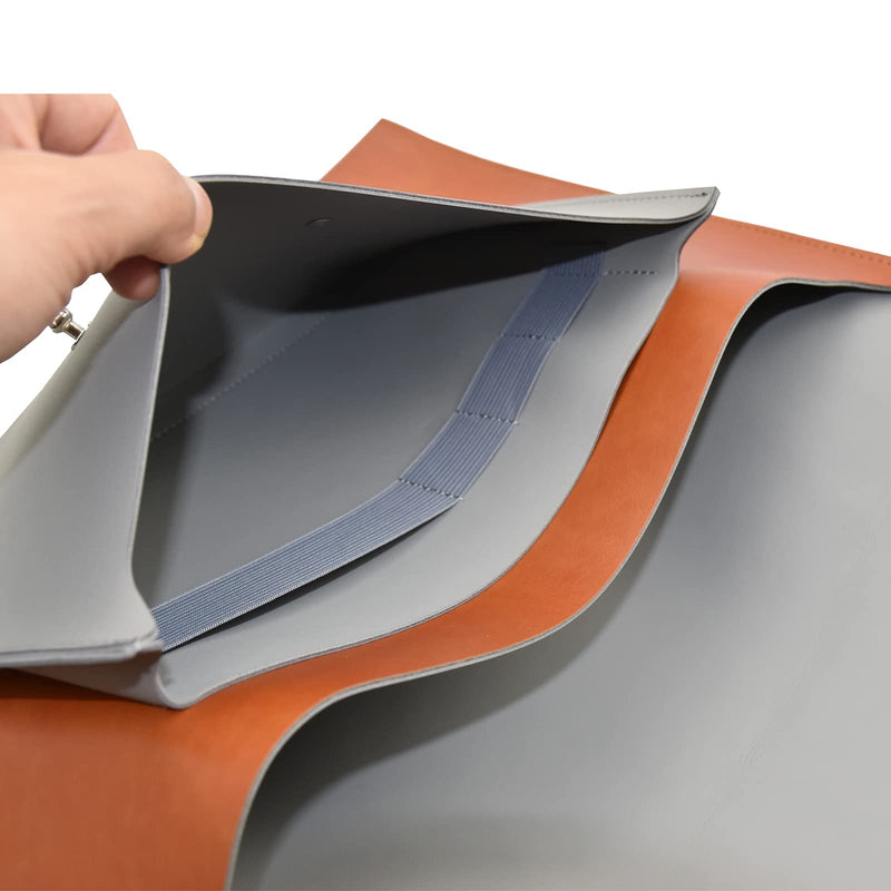[Australia - AusPower] - Enyuwlcm PU Leather A4 File Folder Document Holder Portfolio Envelope Folder Case with 2 Compartments Brown&Gray Match 