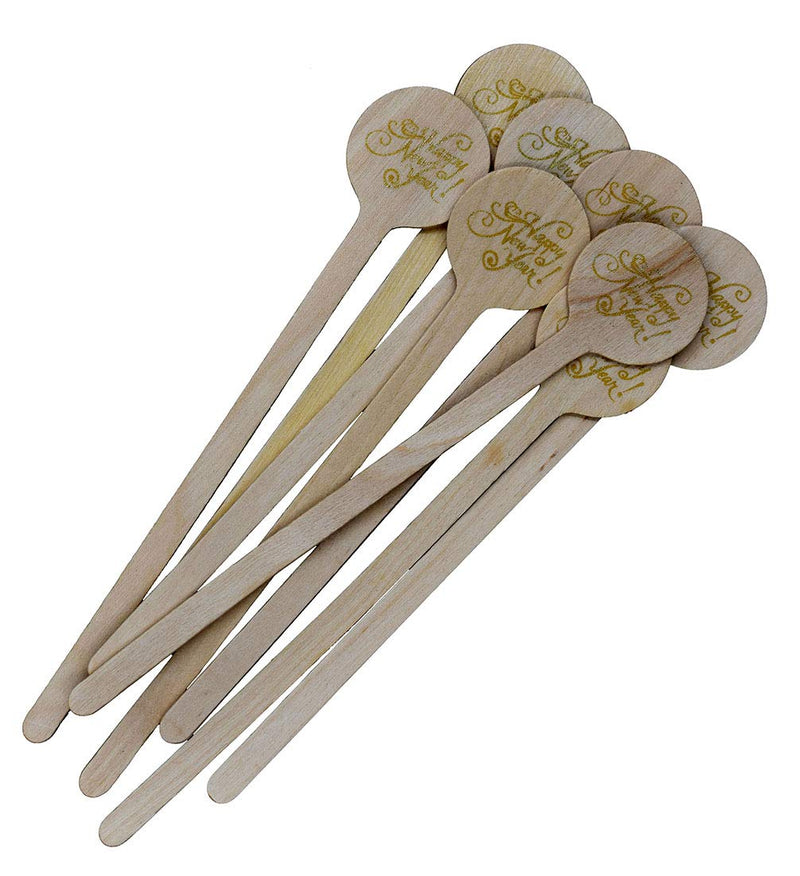 [Australia - AusPower] - Perfect Stix 6" Wooden Cocktail/Drink Stirrers with Happy New Year Print-Pack of 50ct 