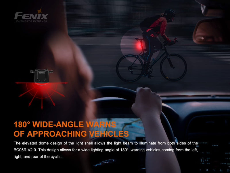 [Australia - AusPower] - EdisonBright Fenix BC05R V2 USB-C Rechargeable Bike Light Bicycle Red Tail Light Type-C Charging Cable Bundle 