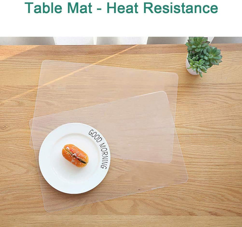 [Australia - AusPower] - Greengoal Washable Clear Placemats, Plastic Table Placemats, Translucent Table Mats - for Dining Table Heat Resistant Non-Slip Kitchen Table Mats Dining (Set of 6) 