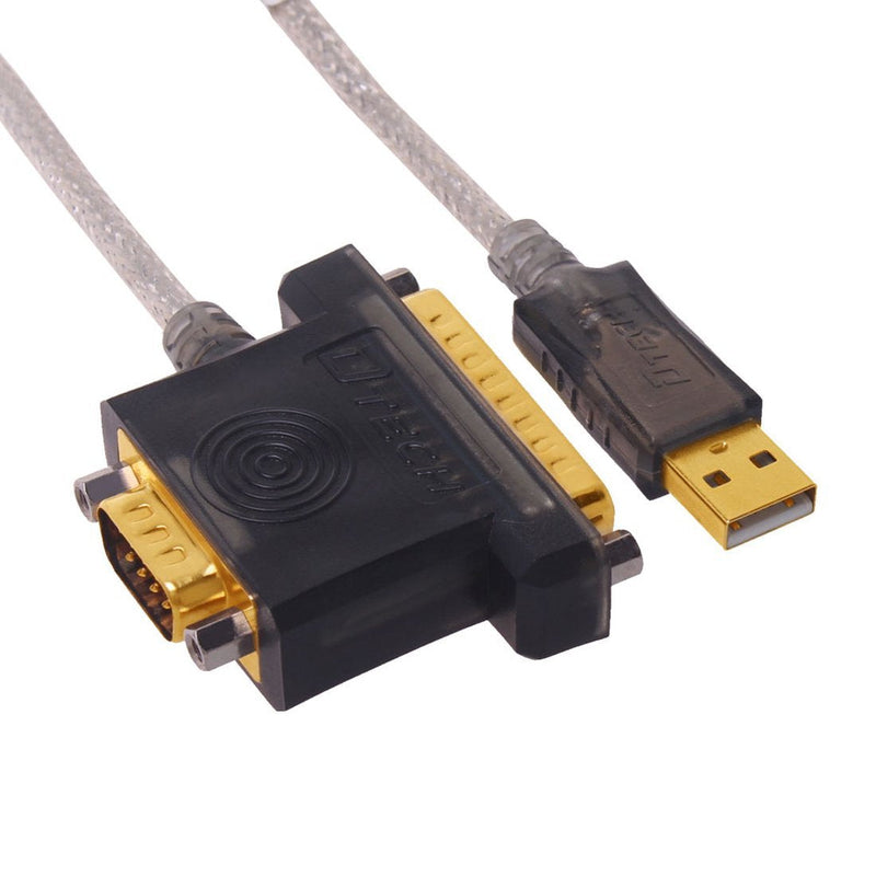 [Australia - AusPower] - USB to Serial Adapter, DTECH DB25 DB9 RS232 to USB Cable 4 Feet with FTDI Chip Supports Windows 11 10 8 7 and Mac 