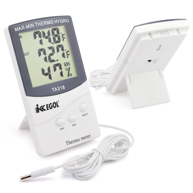 [Australia - AusPower] - iKKEGOL Dual Sensor LCD Display Indoor Outdoor Digital Thermometer Hygrometer with Max Min Memory White 