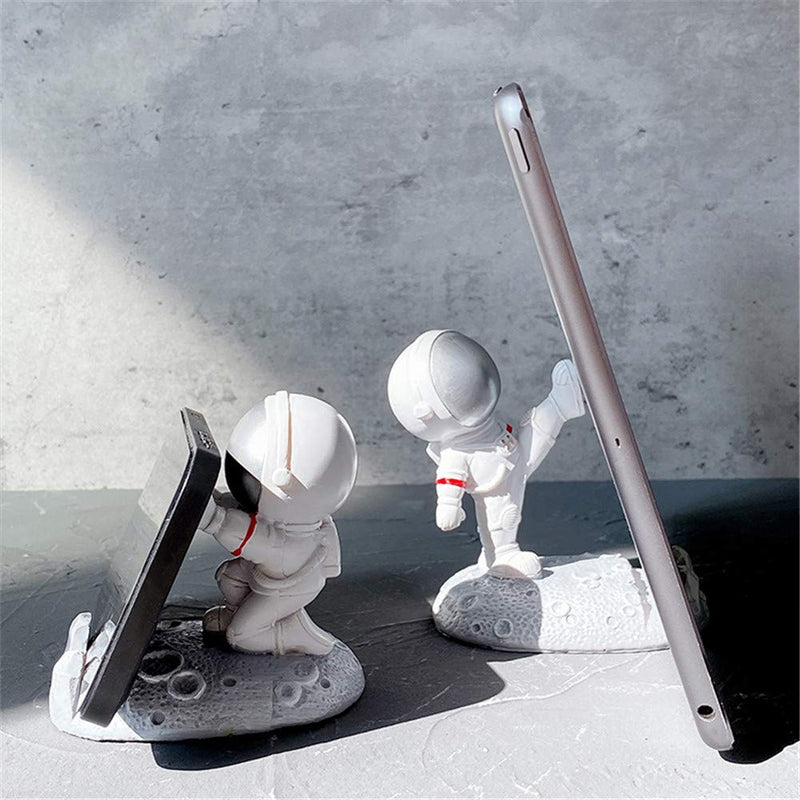 [Australia - AusPower] - Yatchen Unique Cute Cell Phone Stand Car Holder Cool Fun 3D Cartoon Astronaut Design Mobile Phone Tablet Bracket for Desk Compatible with All Smartphones for Children Gift Decor Home (Kick Silver) Kick Silver 