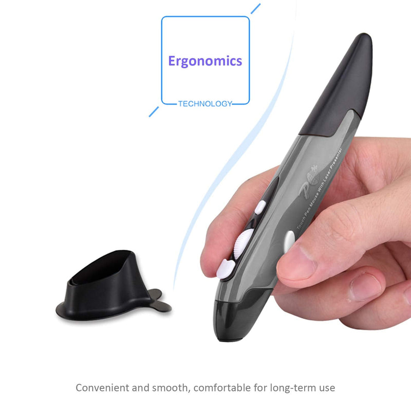 [Australia - AusPower] - Wireless Optical Pocket Pen Mouse,Promi 2.4 Ghz USB 3.0 Wireless Optical Digital Pen Mouse,Micro&Type-C Adapter, Adjustable 800/1200/1600 DPI,Ergonomic Mouse for MacBook Notebook Desktop (Grey) 