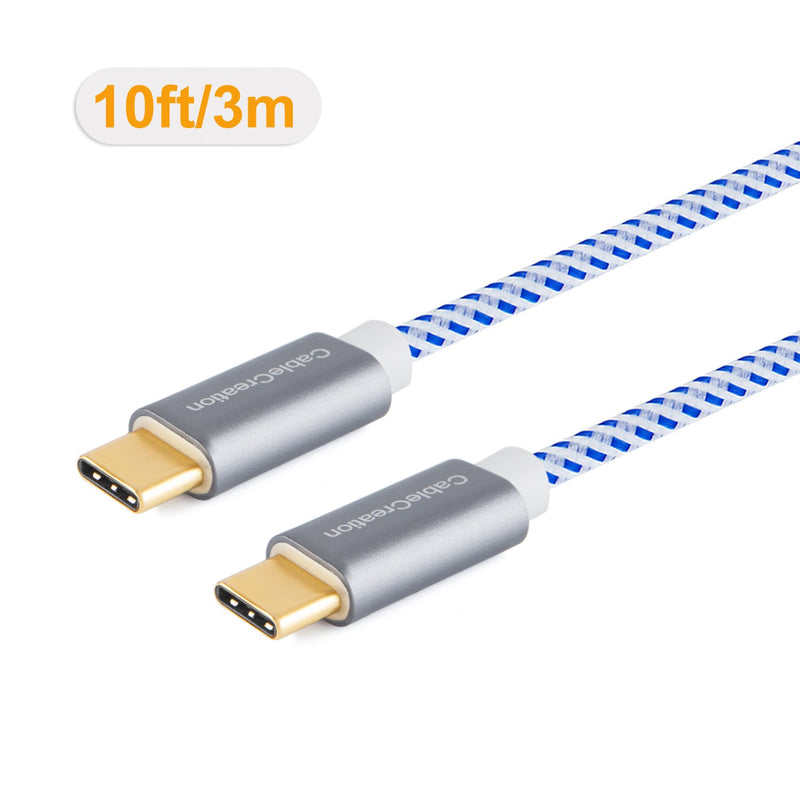 [Australia - AusPower] - CableCreation USB C Cable 10FT 60W USB C to USB C Fast Charging Cable USB Type-C to C Cable Braided 3A 60W 480Mbps Data for MacBook Pro Air iPad Air Pro S21/S20+/S20 Pixel 4/5 etc. 3m Blue 10FT 3A 1 