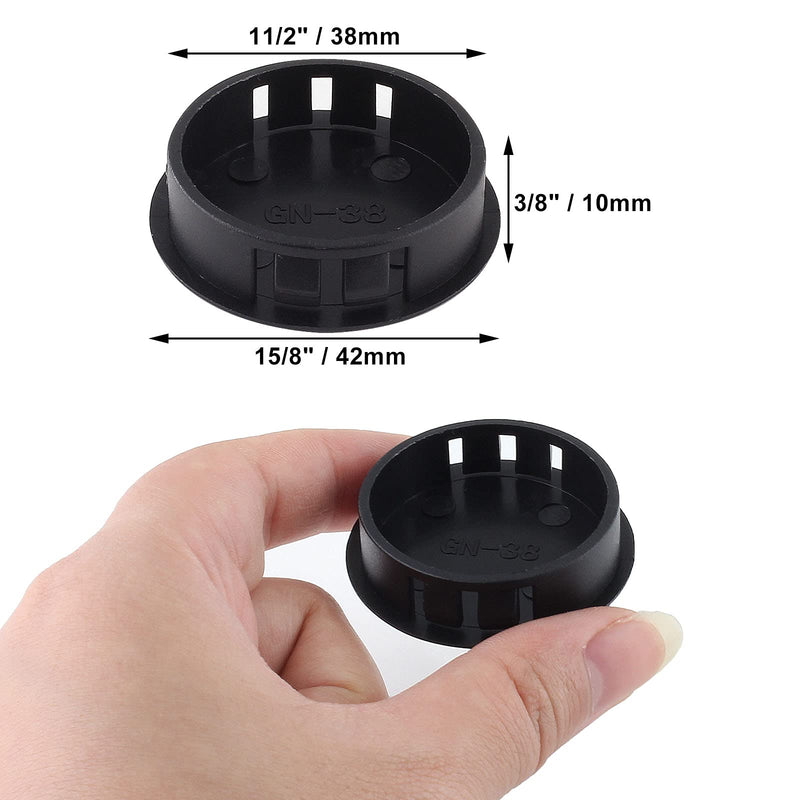 [Australia - AusPower] - Jersvimc 25Pcs 1 1/2 Inch(38mm) Black Hole Plug Plastic Hole Cover, Round End Cap Plug Flush Type Tube Insert Plug, Pipe Post Plug Panel Plug for Chair Furniture Glide Protectors 1 1/2" / 38mm(25Pcs) 