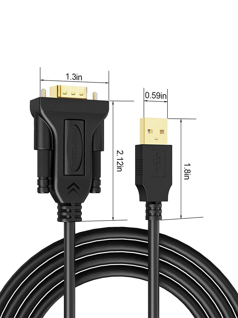 [Australia - AusPower] - USB to RS232 Adapter (FTDI Chipset), CableCreation 3 Feet RS-232 Male DB9 Serial Converter Cable for Windows 10, 8.1, 8,7, Vista, XP, 2000, Linux, Mac OS X 10.6 and Above,1M / Black 3.3ft/1M 