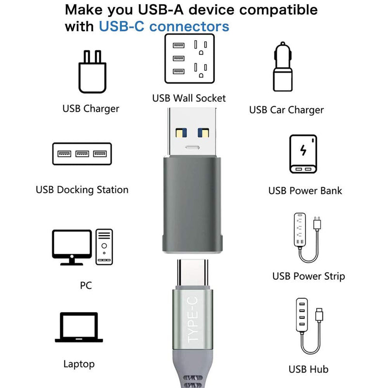[Australia - AusPower] - 10Gbps USB C Female to USB Male Adapter 2 Pack, QCEs USB 3.1 Gen2 to USB C Adapter Double-Sided Data Transfer and 60W Fast Charging Connector Compatible with iPhone 13/iPad/AirPods,Laptop,Quest Link 
