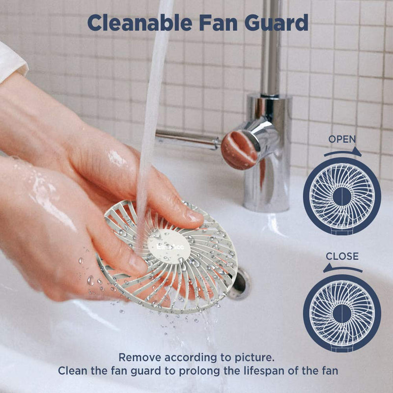 [Australia - AusPower] - Handheld Fan, EasyAcc 2022 Upgraded Portable Fan [ 4 Speed Quiet Powerful Hand Fan] 3-17 Hours Battery Operated Fan, One Touch Power Off Foldable USB Desk Fan Personal Fan for Home Travel Outdoor 3-17 Working Hours White 