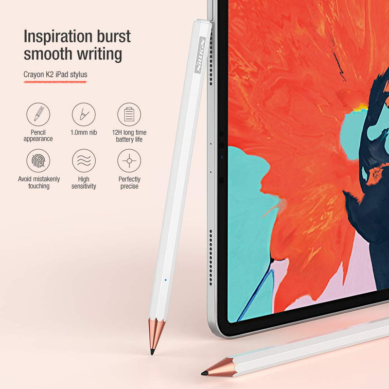 [Australia - AusPower] - Nillkin Stylus Pen for iPad with Palm Rejection Active Pencil Compatible with iPad, iPad Pro, iPad Air, iPad Mini for Precise Writing/Drawing 