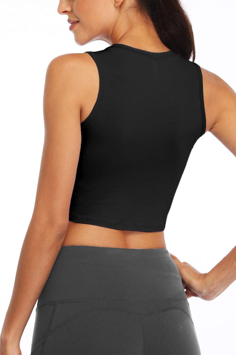 [Australia - AusPower] - Sanutch Workout Crop Tops for Women Slim fit Yoga Dance Tops Cropped Muscle Tank X-Small Black 