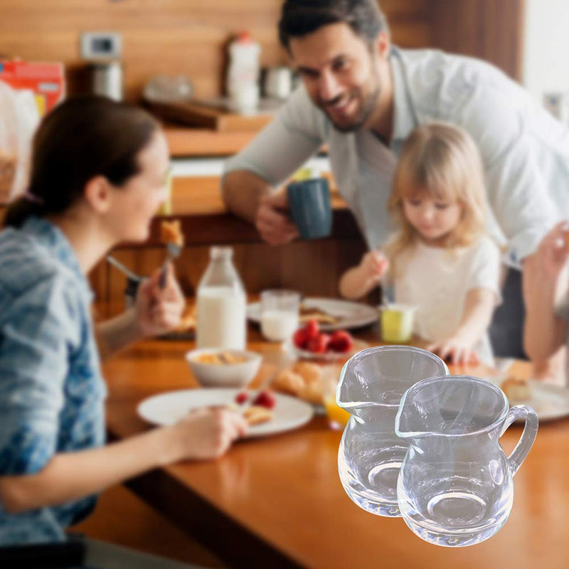 [Australia - AusPower] - DGQ Classic Glass Creamer Pitcher with Handle 4oz Pack of 2 Milk Pourer Mini Creamer for Coffee Tea Maple Syrup Serving 