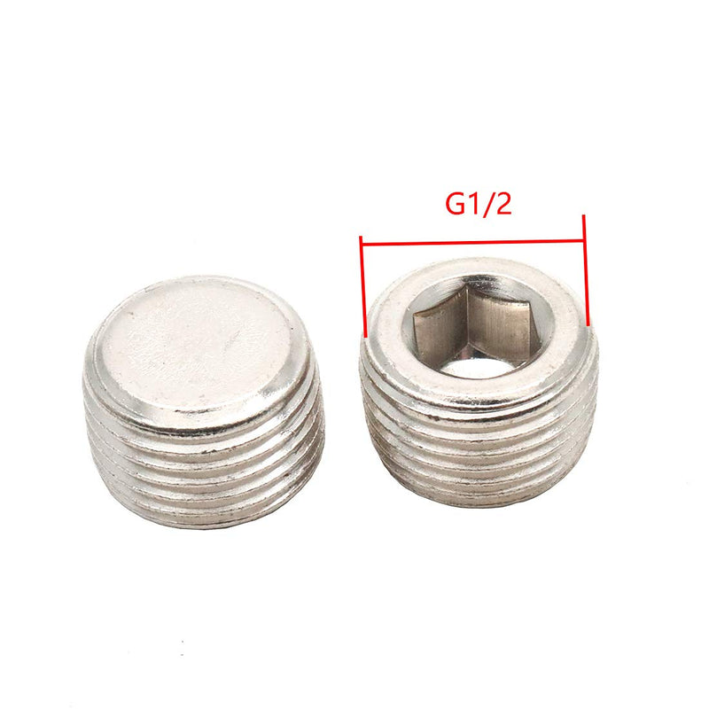[Australia - AusPower] - Sydien 10pcs G1/2 Male Thread Internal Hex Drive Countersunk Plug Stainless Steel Pipe fittings 