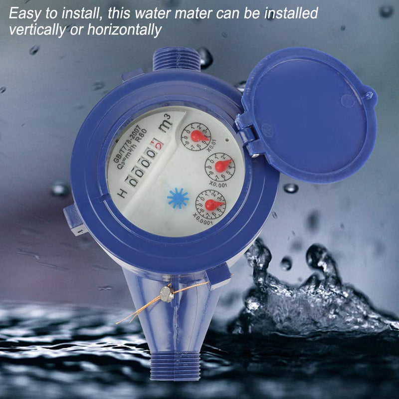 [Australia - AusPower] - Plastic Cold Water Meter, DN15 Garden Home Cold Water Meter Single Water Flow Wet Table Measuring Tool 