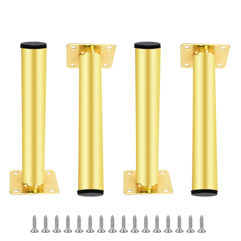 [Australia - AusPower] - Seimneire 4pcs Gold Furniture Legs, Gold Metal Support Foot Heavy Duty Replacement Legs for Sofa TV Cabinet Coffee Table Bed Sideboards Cupboard Dresser - 6.61 Inch / 128mm 6.7" / 17cm Gold Furniture Leg 