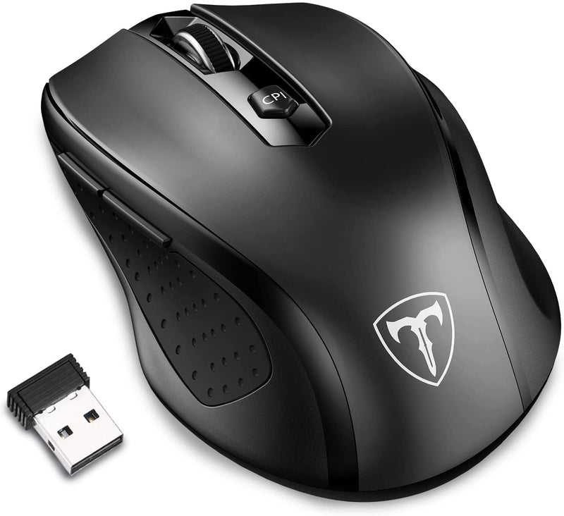[Australia - AusPower] - Happy Fit 2.4G Wireless Mouse Portable Mobile Optical Mouse with USB Receiver, 5 Adjustable DPI Levels, 6 Buttons for Notebook, PC, Laptop, Computer, MacBook - Black - New 