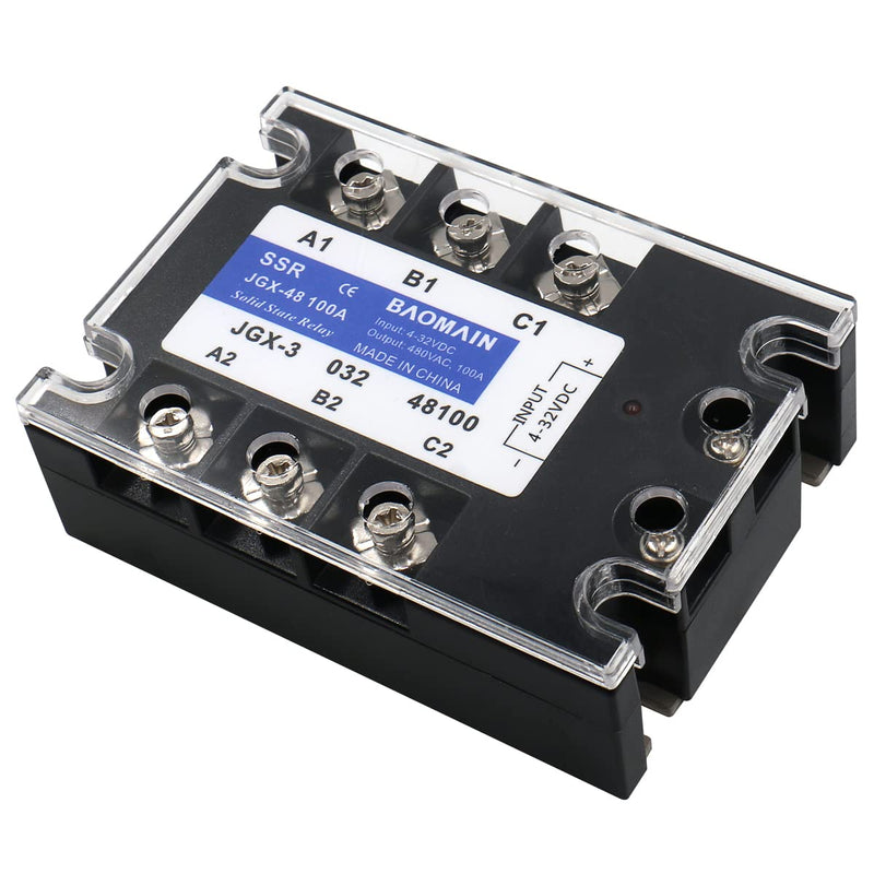 [Australia - AusPower] - Baomain 3 Phase Solid State Relay JGX-48100A 4-32 VDC Input 480VAC 100 Amp Output DC/AC 