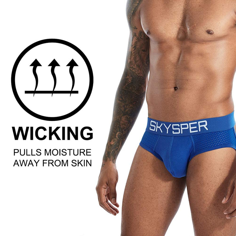 [Australia - AusPower] - SKYSPER Men's Jockstrap Breathable Mesh Cotton Jock Straps Male Underwear, Athletic Supporters for Men Sg07-4color/4pcs Small 