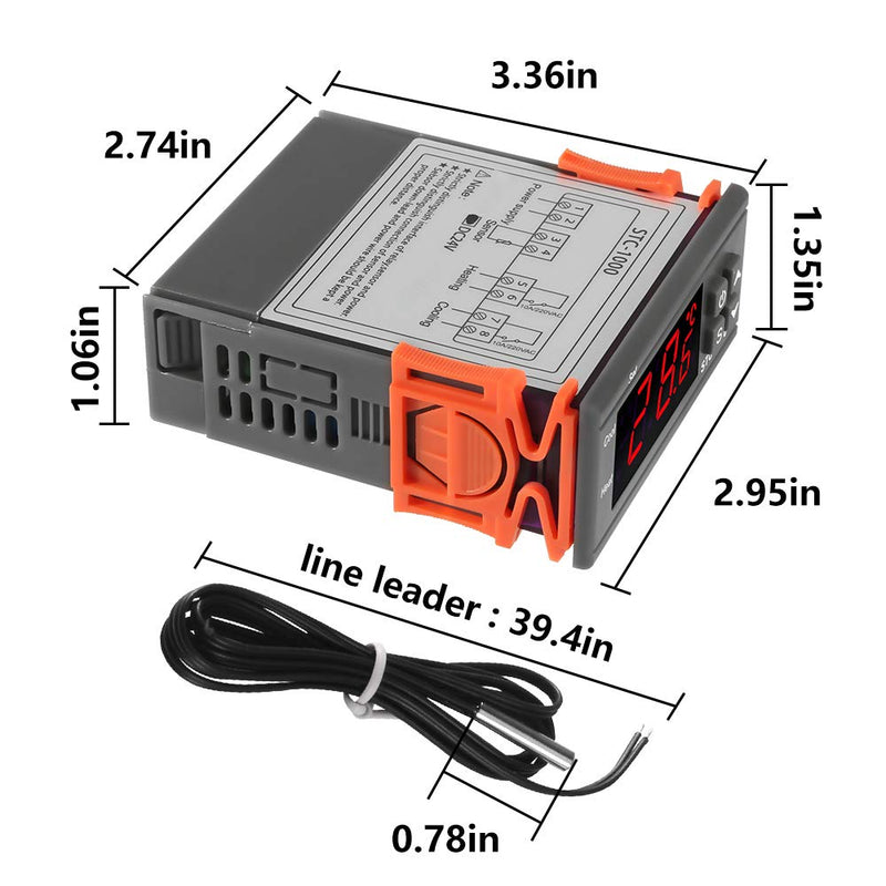 [Australia - AusPower] - Dorhea Digital LCD Temperature Controller 10A DC 24V Thermostat STC-1000 1m NTC Sensor Thermostat Regulator Heater Cooler 2 Relay Output(24V) 