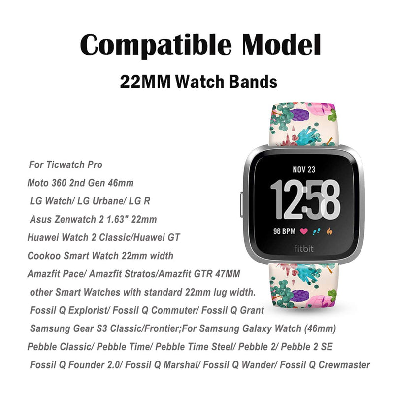 [Australia - AusPower] - DOO UC 22mm Christmas Floral Silicone Band Compatible with Fitbit Versa SmartWatch, Versa 2 and Vesra Lite SE Watch, 22mm Silicone Floral Replacement Sport Rubber Strap Bands Colorful Pineapple 