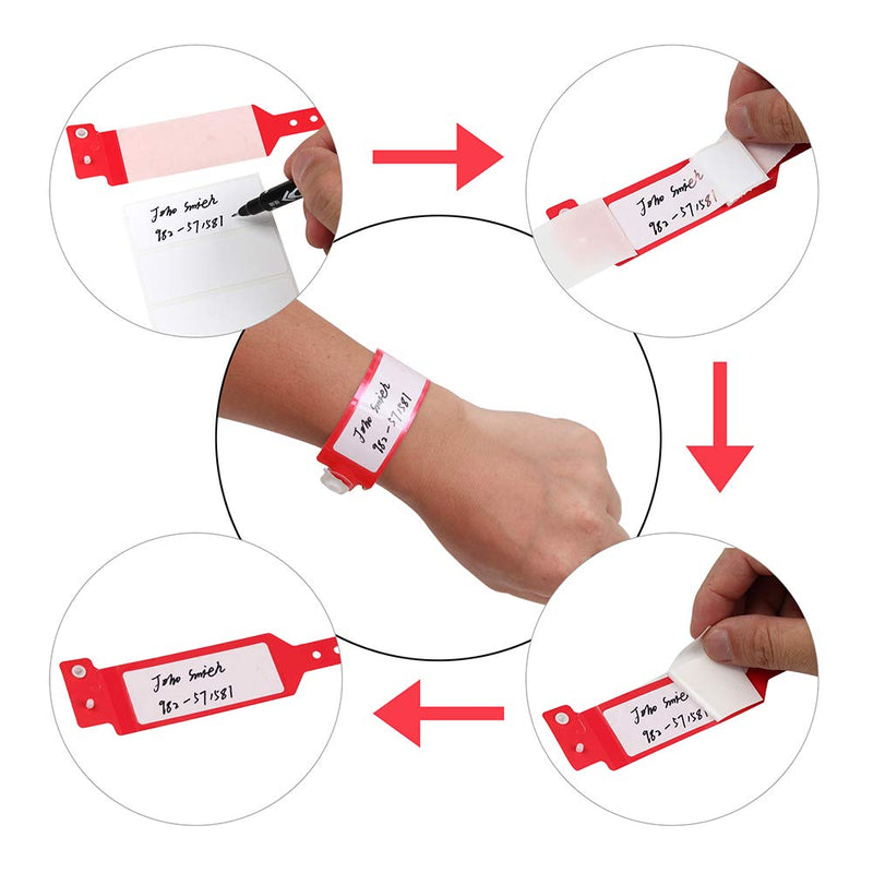 [Australia - AusPower] - Wristall Hospital Identification Bands, Medical Adult-Sized Shield Wristband, Waterproof Patient Wristbands, Plastic Disposable Hospital ID Wristband (Red, 250) Red 