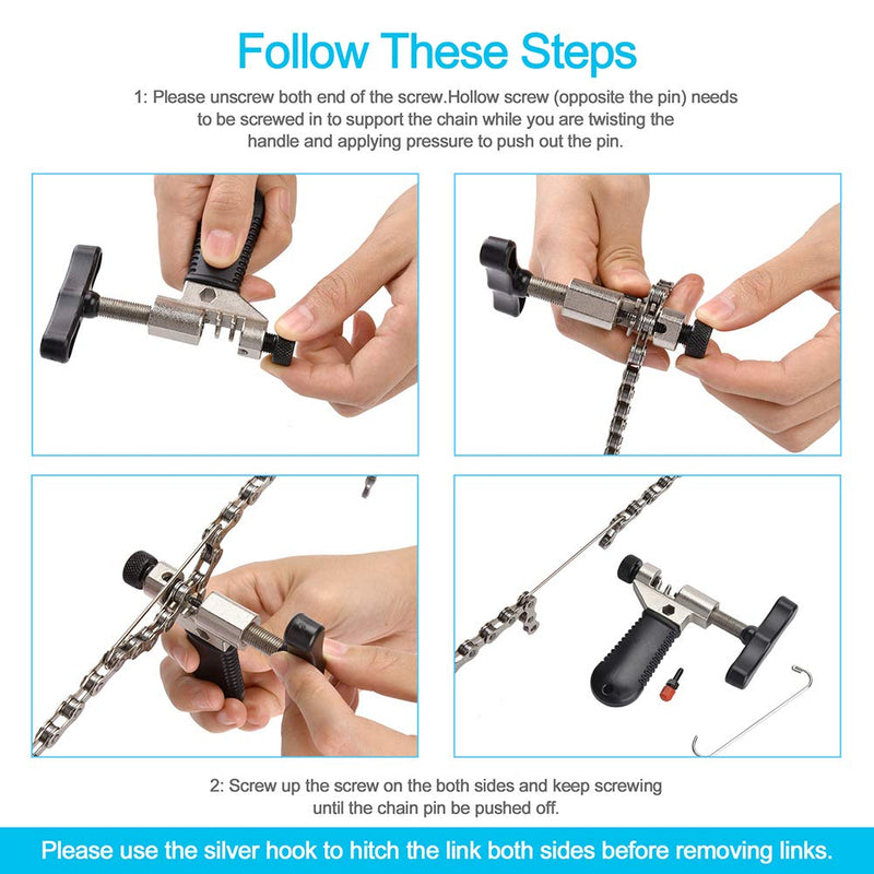 [Australia - AusPower] - A AKRAF Bicycle Chain Repair Tool Kit with Bike Link Plier, Chain Breaker Splitter Tool, 6 Pairs Bicycle Missing Links, Bicycle Mechanic Tool Kit with Chain Master Link Remover and Connector 