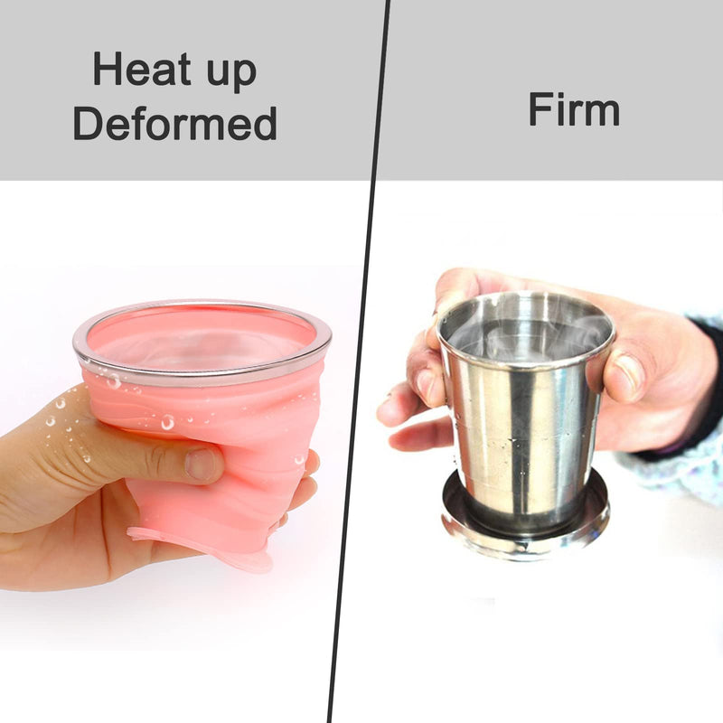 [Australia - AusPower] - 3PCS Collapsible Travel Cups For Dishes & Utensils , Stainless Steel Folding Camping Cup With Lids - 2.5 oz , 4.7 oz , 8.2 oz , Expandable Portable Reusable Drinking Mug For Survival , Hiking , Picnic 