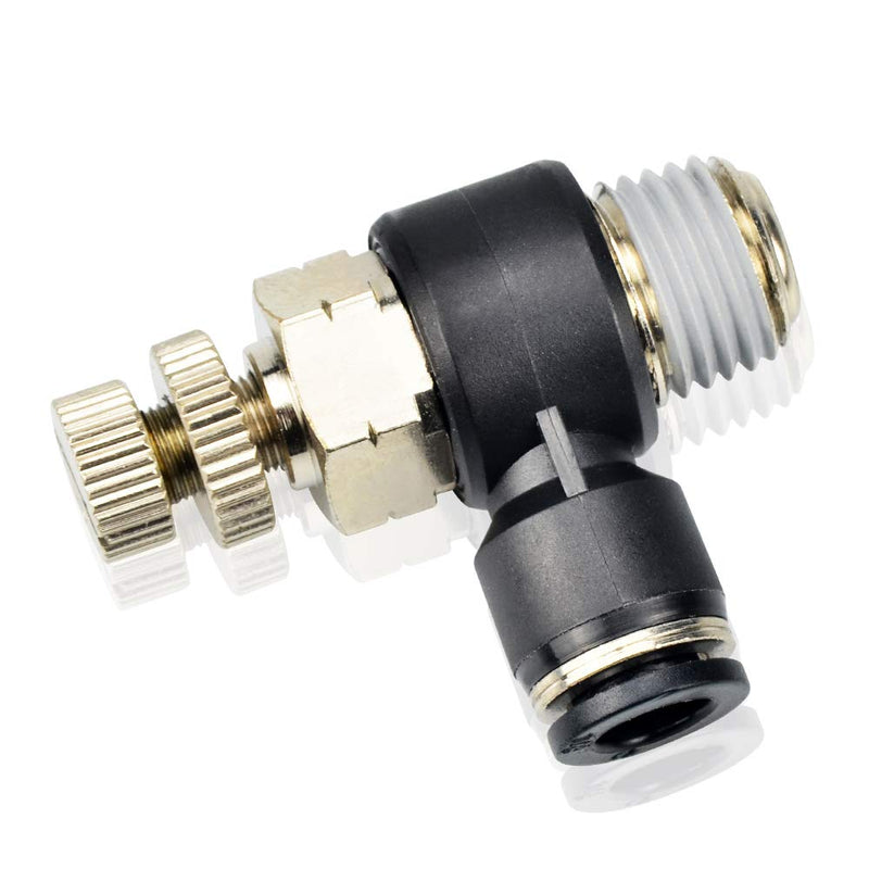 [Australia - AusPower] - TAILONZ PNEUMATIC 3 Pack SL-1/4-N3 Push to Connect Air Line Fitting Air Flow Control Valve 1/4 Inch od 3/8 Inch Npt Elbow 90 Degree Air Speed Control Valve Fitting 1/4"OD3/8"NPT 