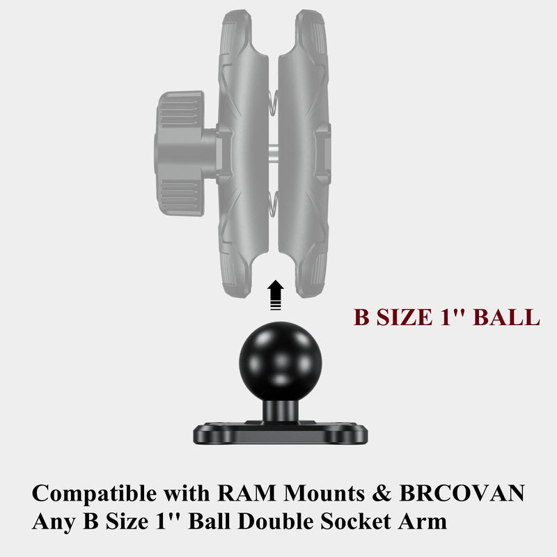 [Australia - AusPower] - BRCOVAN 2 PCS, 1'' Ball Mount Base with Aluminum Alloy 4-Hole AMPS Square Plate & 1'' TPU Ball Adapter Compatible with RAM Mounts B Size 1 Inch Ball Double Socket Arm 
