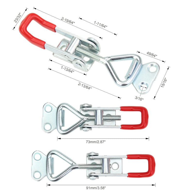 [Australia - AusPower] - Favordrory 4 Pack Toggle Latch Clamp, Pull Latch, Adjustable Toggle Clamp Latch, Heavy Duty Toggle Latch, 150Kg 330Lbs Holding Capacity (16 Pieces Screws and a Screwdriver) 