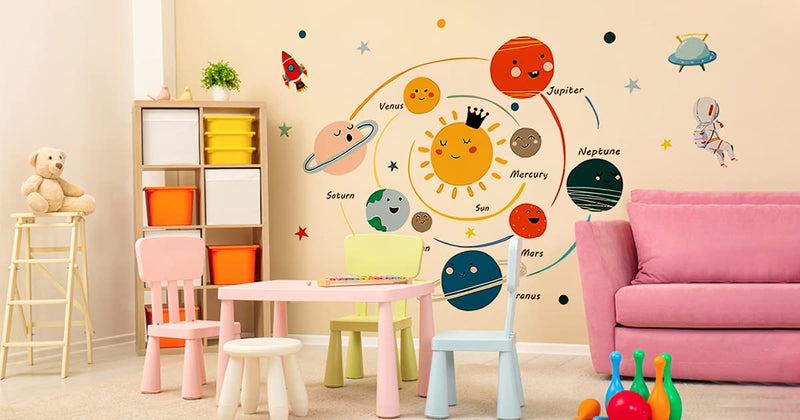 [Australia - AusPower] - DEKOSH Space Decor Planet Wall Decals | Peel & Stick Space Wall Stickers for Boys Room, Girls Nursery and Playroom Decoration Solar System 