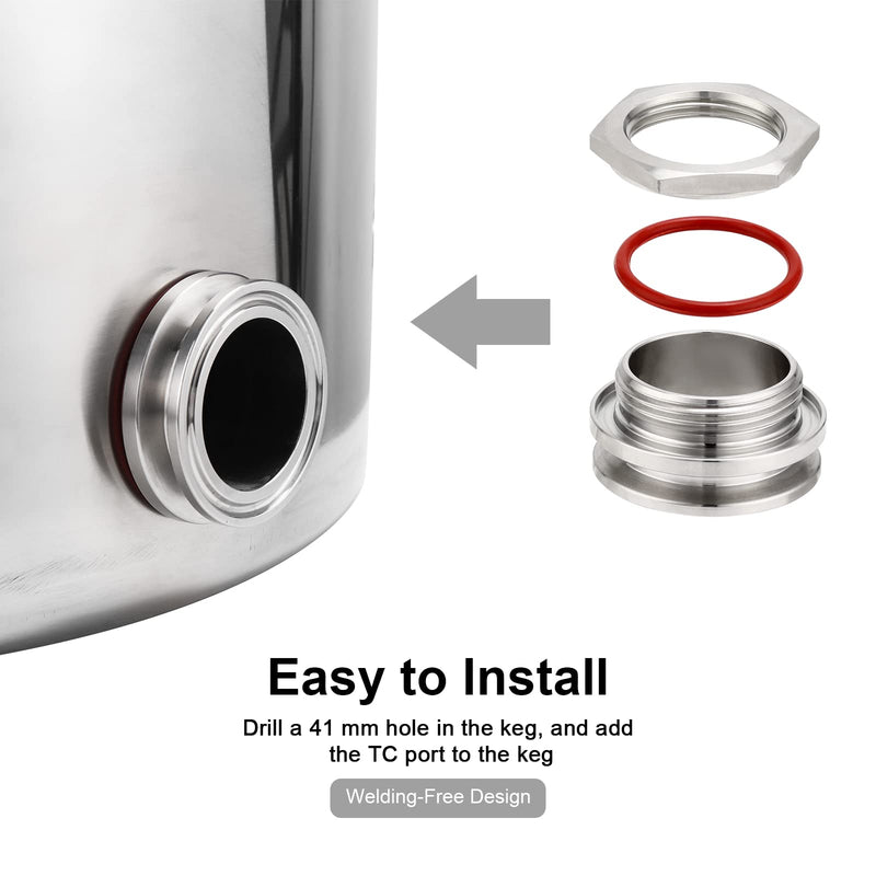[Australia - AusPower] - Hilangsan 1.5" Tri Clamp Weldless Bulkhead Stainless Steel Compression Bulkhead Fittings Homebrew Kettle Bulkhead 1.5 inch TC Bulkhead Connector for Brew Kettle 