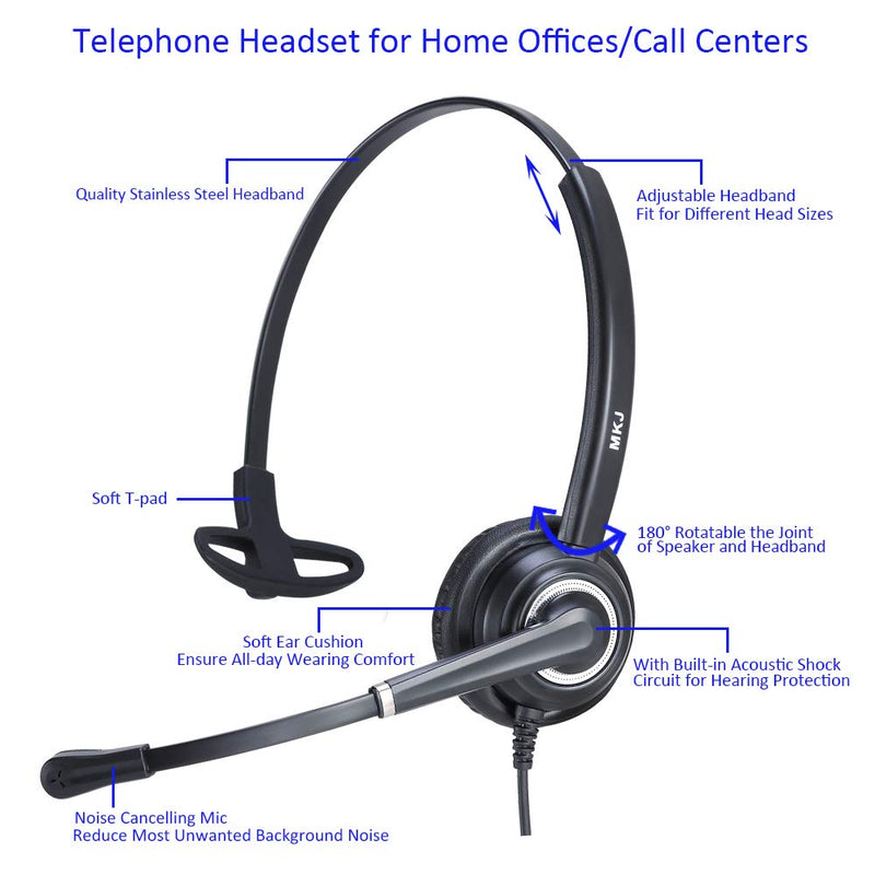 [Australia - AusPower] - RJ9 Telephone Headset with Microphone Noise Cancelling for Office Phones Corded Desk Phone Headset for Landline Plantronics Altigen Polycom Gigaset Avaya Aastra AudioCodes Toshiba Fanvil Nortel etc 