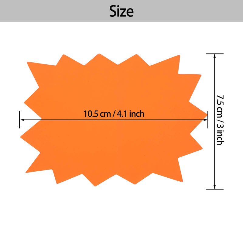 [Australia - AusPower] - 100 Pieces Starburst Signs Star Burst Signs Fluorescent Neon Paper for Retail Store, 4 Bright Colors (3 x 4.1 Inches) 3 x 4.1 Inches 