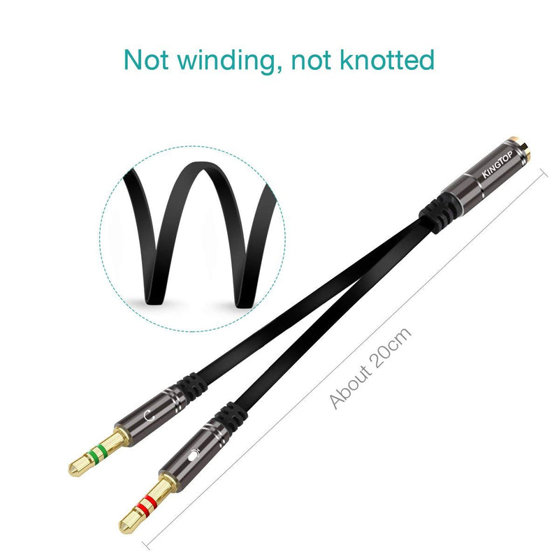 [Australia - AusPower] - Kingtop Headset Splitter Cable 3.5mm Female to 2 Male for PC Computer and Old Version Laptop Metal Black 