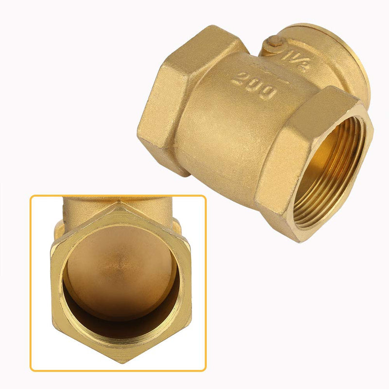 [Australia - AusPower] - Check Valve, DN32 BSP 1-1/4" Female Thread Brass Non-return Swing Check Valve 232PSI Prevent Water Backflow 3.3 x 2.8inch 