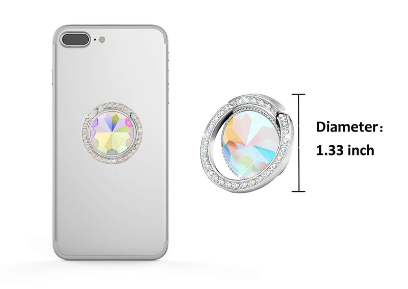 [Australia - AusPower] - lenoup Glitter Bling Bling Phone Ring Holder,Sparkle Phone Ring Grip Artificial Diamond Stand,Rhinestone Cell Finger Ring for Phones,Pad(Silver) Silver 