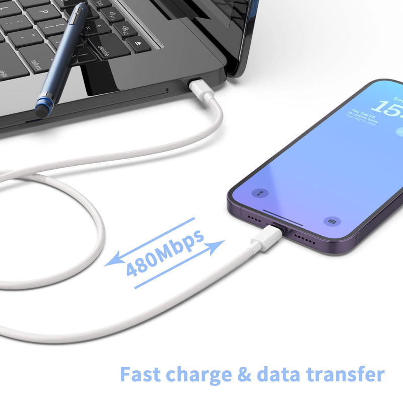 [Australia - AusPower] - iPhone Charger [Apple MFi Certified] 2 Pack 20W PD USB C Wall Fast Charger Adapter with 2 Pack 6FT Type C to Lightning Cable Compatible with iPhone 14 13 12 11 Pro Max XR XS X,iPad White 