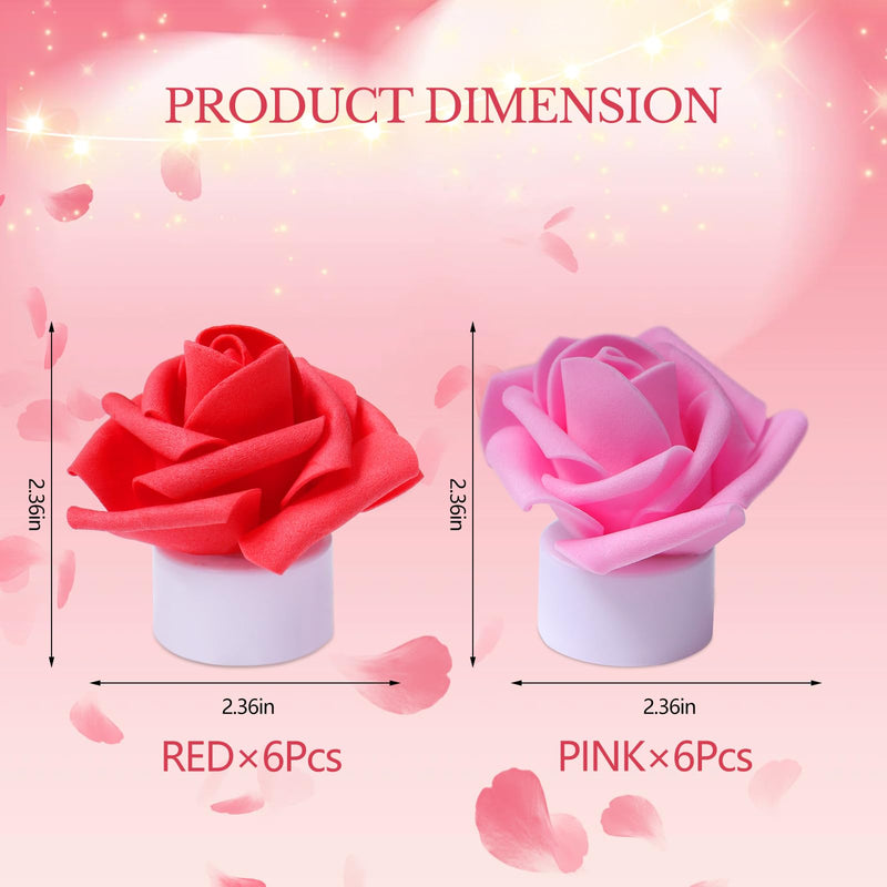 [Australia - AusPower] - YBB 12 Pack Artificial Rose Tea Light, Valentine's Day Rose Petals Flameless LED Candle Lights for Romantic Night Anniversary Wedding Party Decor 
