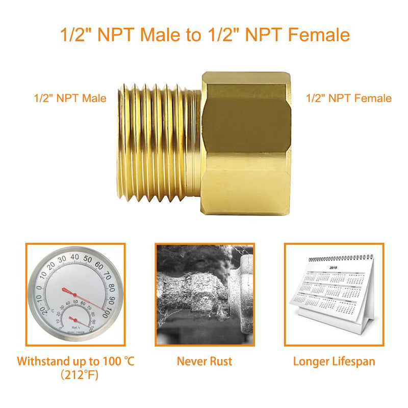 [Australia - AusPower] - KWODE 1/2” Male to 1/2” Female Faucet Adapter Lead Free Brass constructed Sold in Pairs Faucet Pipe Fitting 