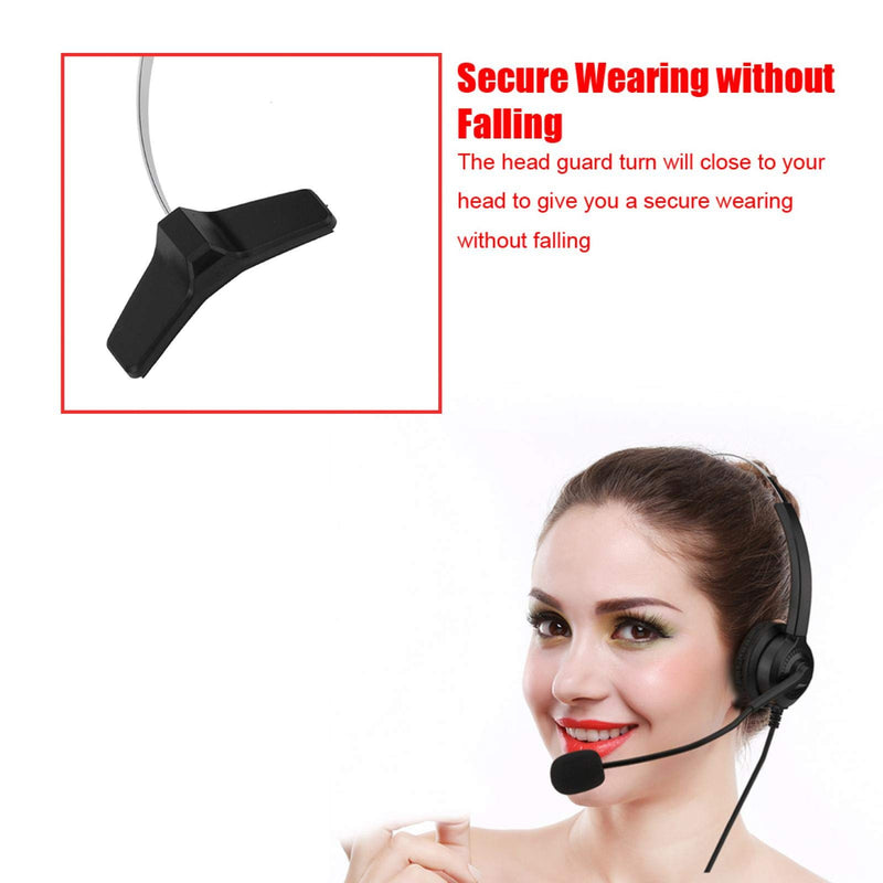 [Australia - AusPower] - Call Center Cordless Headset, 360° Rotatable with 2.5m Cable USB Call Center Headset with Microphone, Mute Function Universal Computer for Call Center 