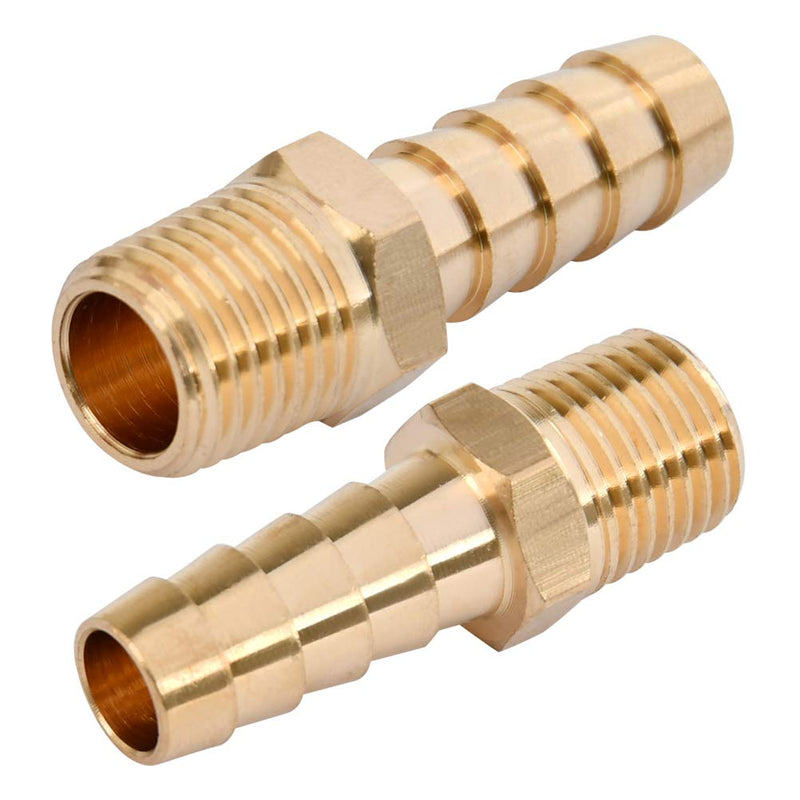 [Australia - AusPower] - QLOUNI 12Pcs Brass Pipe Fitting, 3/8" Barb x 1/4" NPT Male Pipe, Hose Barb Adapter, Brass Pipe Fittings Male Threaded End 