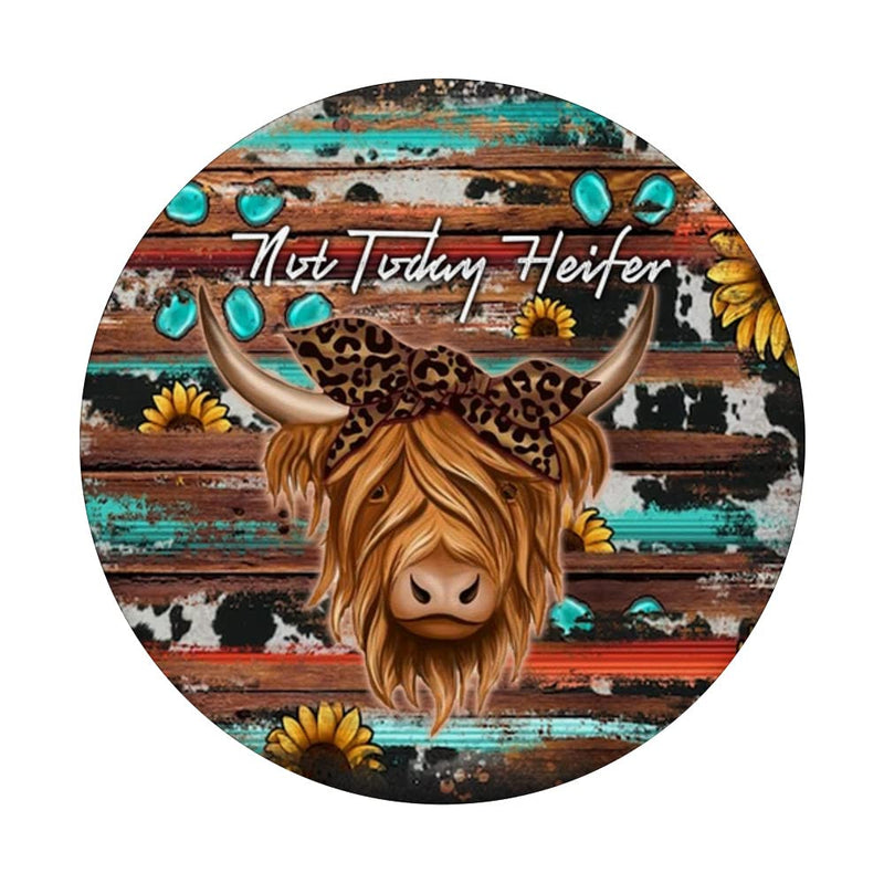 [Australia - AusPower] - Bandana Cowhide Not Today Heifer Western Highland Cow PopSockets Swappable PopGrip Black 