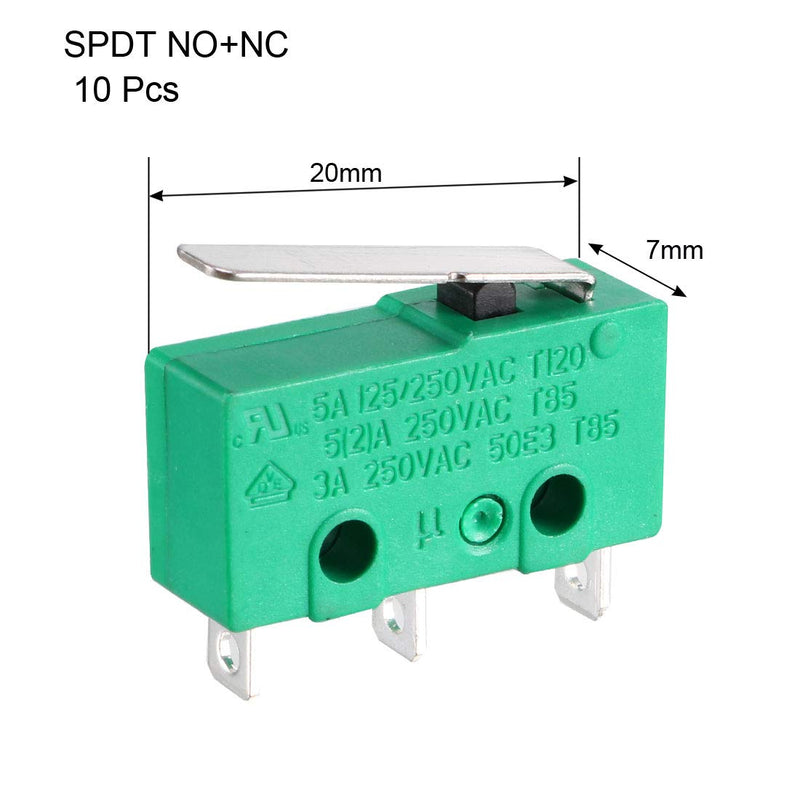 [Australia - AusPower] - uxcell 10PCS KW4-3Z-3 Micro Limit Switch SPDT NO NC 3 Terminals Momentary Short Straight Lever Type Green 